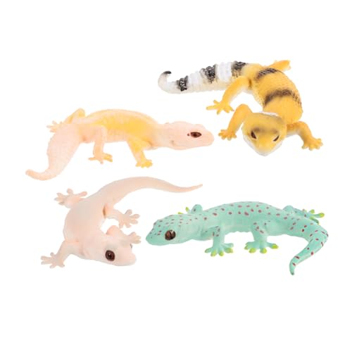 TOYANDONA 4Stücke Gecko Figuren Realistische Tiermodelle aus Robustem für Garten und Partydesign Lehrreiche Reptilien Spielzeuge für Jungen von TOYANDONA