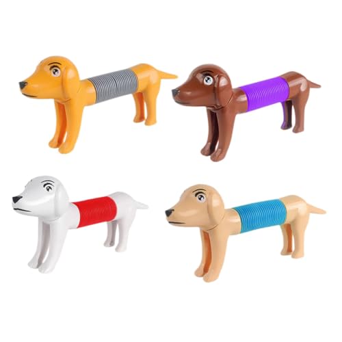 TOYANDONA 4Stücke Mini Hundespielzeug Teiliges Interaktives Pop Tube Sensory für Stressabbau und Unterhaltung Dehnbares Rohrspielzeug für Hunde und Menschen von TOYANDONA