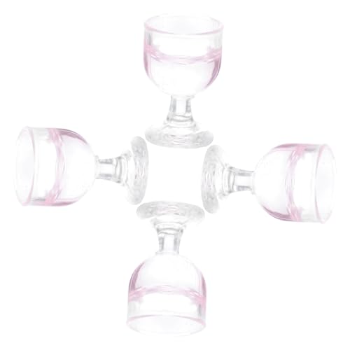TOYANDONA 4Stücke Mini Wein Gläser Set für Puppenhaus Miniatur Weingläser Detailreiche Puppenhaus Zubehör für Rollenspiele und Kreative Szenen aus Robustem Harz Leicht zu Reinigen von TOYANDONA
