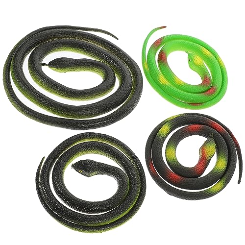 TOYANDONA 4stücke Teiliges Schlangen Spielzeug Lebensechte Für Garten Deko Streiche Und Lernspielzeug Und Lange Nachbildungen Schwarz Und Grün von TOYANDONA