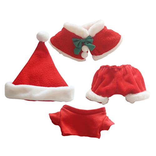 TOYANDONA 4er-Set Puppe Weihnachtskleidung Puppe Weihnachtsoutfits Mädchenpuppen-Outfits Weihnachtspuppenkleidung Puppe Weihnachtsmütze Puppenzubehör Rot Baumwolle von TOYANDONA