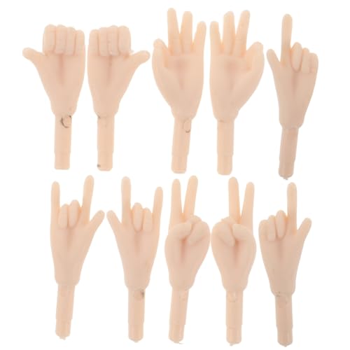 TOYANDONA Puppen-nähspielzeug 5 Paar Kunststoff-handgesten Mini-realistische Handpuppenhände Gelenke Zum Modellieren Von Hand-stoffspielzeug von TOYANDONA