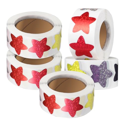 TOYANDONA 5 Rollen Stern Aufkleber Klassenzimmer Aufkleber Zur Von Lehrern Ermutigen Sie Belohnungsaufkleber Aufkleber Für Das Klassenzimmer Etiketten Für Schreibwaren Papier von TOYANDONA