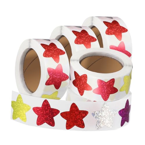 TOYANDONA 5 Rollen Sterne-Aufkleber Sternaufkleber für Kinderbelohnung sternförmige Selbstklebende Aufkleber Selbstklebende Sterne Sternaufkleber zum Basteln Papier von TOYANDONA