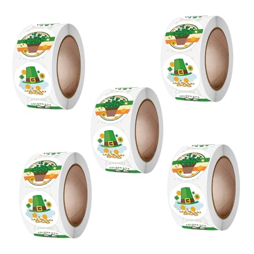 TOYANDONA 5er-Pack Selbstklebende Aufkleber Zum St. Patricks Day Siegeletiketten Aufkleber Leicht Tragbar Zum Basteln von TOYANDONA