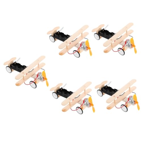 TOYANDONA 5 Sätze Elektrische Rollflugzeuge Flugzeugmodell aus Holz elektronisches Kinderspielzeug Kinder bausatz Montage Flugzeugmodell Spielzeug Elektrisches Holzflugzeug hölzern Suite von TOYANDONA