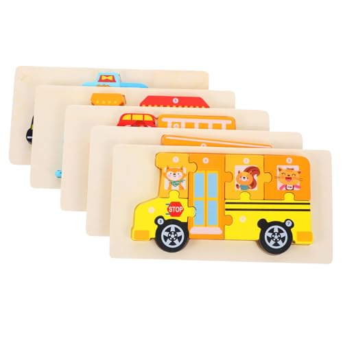 TOYANDONA 5 Sätze Holz Puzzle für Kleinkinder Pädagogisches Montessori Lernspielzeug Sichere Glatte Kanten Fördert Hand Auge Koordination und Selbstvertrauen für Vorschulkinder von TOYANDONA