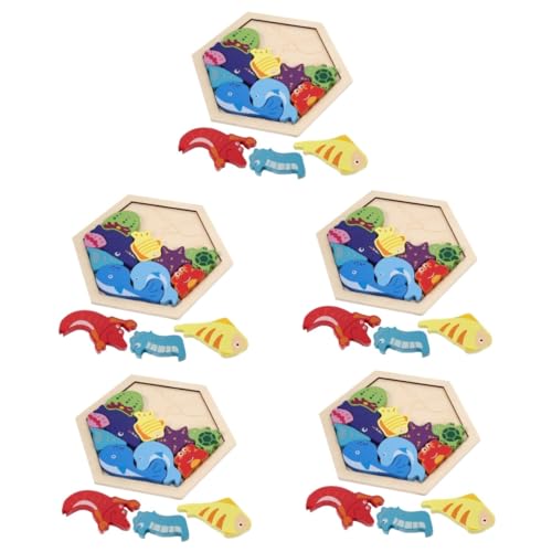 TOYANDONA 5 Sätze Holzblock Holzpuzzle Lernspielzeug für 2 jährige Spielzeug für Kleinkinder Kinder rätsel Babyspielzeug aus Holz Spielset aus Holz Frühpädagogisches Spielzeug Kinderrätsel von TOYANDONA