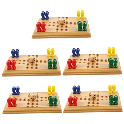 TOYANDONA 5 Sätze Mini-Ludo Kinderspielzeug Reiseschachspielzeug Bambus-Schachbrett-Spielzeug Spielzeuge Partyschachspielzeug fliegendes Schach für Kinder tragbar von TOYANDONA