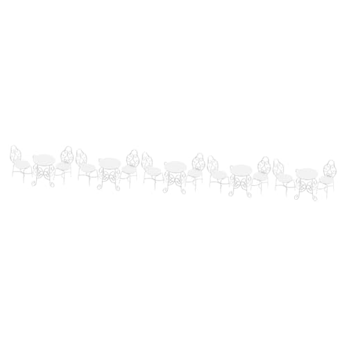 TOYANDONA 5 Sätze Mini-teetischstühle Möbel Schreibtischdekoration Schreibtischzubehör Kleine Gartendeko Mini-gartendekoration Miniatur-Tisch-Stuhl-Ornamente Eisen Mini-Stuhl Weiß Draussen von TOYANDONA