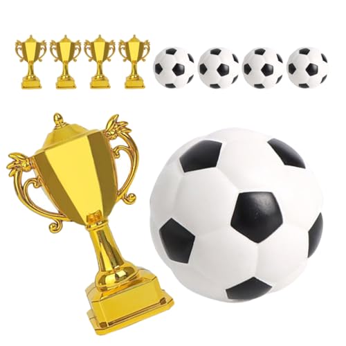 TOYANDONA 5 Sätze Plastik Fußball und Pokal Dekorationen für Kuchen Kleine Auszeichnungen für Kindergeburtstags und Sportpartys Vielseitig Einsetzbar von TOYANDONA