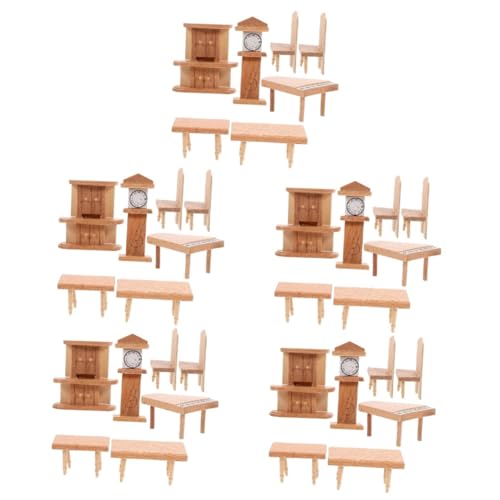 TOYANDONA 5 Sätze Puppenhaus Kleinmöbel Wohnkultur Puppenhaus-dekor Miniaturmodelle Puppenhaus-Layout-möbelmodell Mini-hausdekoration Mini-möbel Mini-holzmöbel Hölzern Kleines Haushalt von TOYANDONA