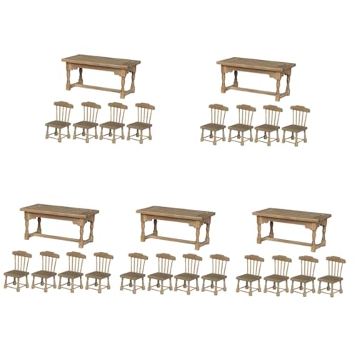 TOYANDONA 5 Sätze Puppenhausmöbel Kinder bastelset basteln für Kinder Craft Puppenstubenstuhl Puppenhausstuhl Modelle Mini-Holzstuhl Mini-Holztisch Rechteck Ornamente Mini-Stuhl Bambusseide von TOYANDONA