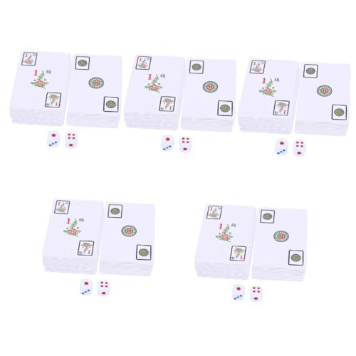 TOYANDONA 5 Sätze Reise-Mahjong-Spielsteine Spielkarten Set Mahjong brettspiel Pokerkarten Campingspielzeug Mahjong-Karten Mahjong-Karte für zu Hause tragbar Spiel Requisiten China Suite PVC von TOYANDONA