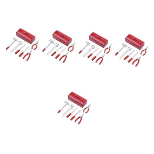 TOYANDONA 5 Sätze Simulations-Toolbox Miniatur-hauswerkzeuge DIY-Werkzeuge Mini-Werkzeuge Miniatur-möbelwerkzeuge Miniaturspielzeug Puppenhaus Bauen Rot Sache Auto Klettern D90 Legierung von TOYANDONA