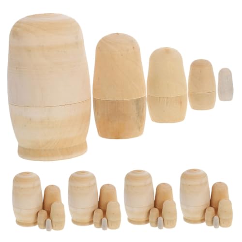 TOYANDONA 5 Sätze Unbemalte Russische Holzpuppen Lagiges Nesting Doll Kit aus Langlebigem Holz zum Bemalen DIY Kunsthandwerk und Dekoration von TOYANDONA