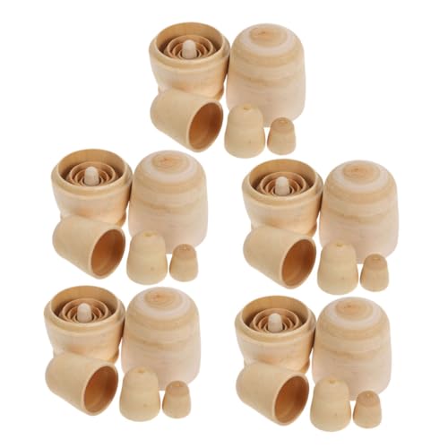 TOYANDONA 5 Sätze Unbemalte Russische Nesting Dolls aus Holz Lagige DIY Malpuppen für Familien Nachhaltiges Handwerksprojekt als und Dekorative Bastelidee von TOYANDONA