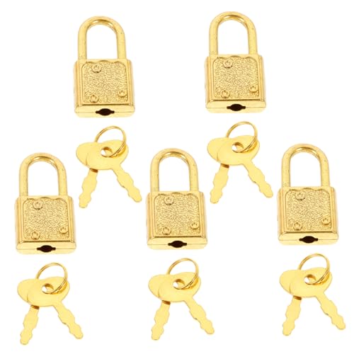 TOYANDONA 5 Sätze Wiederverwendbare Versiegelungsschlösser Vorhängeschloss Vorhängeschlösser kofferschloss kofferschloß Kleiner Schlossschlüssel antike kleine Schlösser mit Schlüsseln Golden von TOYANDONA
