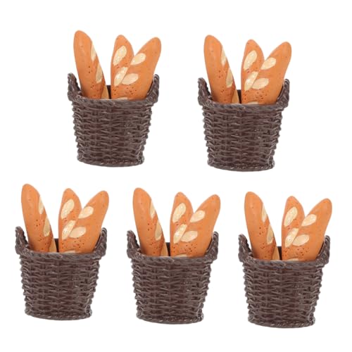 TOYANDONA 5satz Puppenhaus-miniaturlebensmittel Realistisches Brotmodell Mit Brotkörben Simulations-Dessert-dekor Für Puppenhaus-küchenzubehör Und Fotografie-Requisiten von TOYANDONA