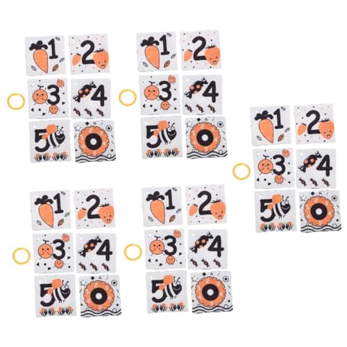 TOYANDONA 5 Sets Erleuchtung Kognitive Karte Babybett Spielzeug Stoffkarten Kleinkind Lernkarten Visuelle Stimulation Lern Lernkarten Zahnen Spielzeug Stoffbuch Puzzle von TOYANDONA