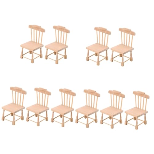 TOYANDONA 5 Sets Miniatur-holzmöbel Mini-stühle Set Für Puppenhaus Mini-zubehör-Set Vintage-Miniatur-stuhlschmuck 2 Stück X 5 von TOYANDONA