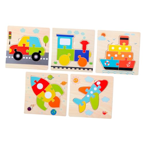 TOYANDONA 5 Stück 1 Satz Puzzle für Puzzlebrett aus Holz Cartoon Holzpuzzles Puzzles aus Holz Hölzern von TOYANDONA