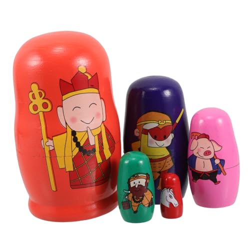 TOYANDONA Russische Nesting Dolls Spielzeug Kulturelle Geschichte 5 Pcs Holz Matrjoschka Für Kleinkinder Weihnachten von TOYANDONA
