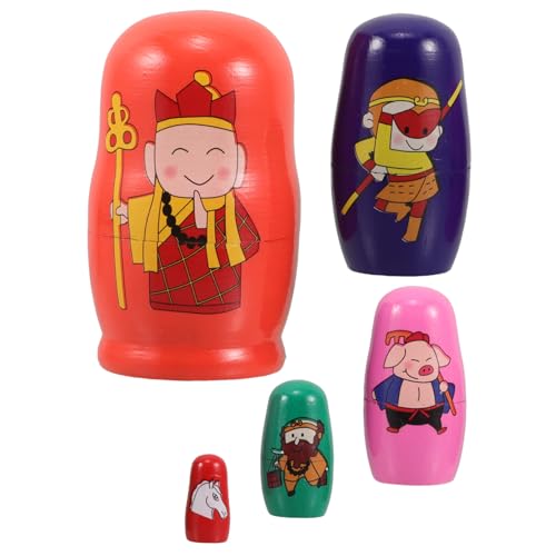TOYANDONA Russische Puppen Nesting Toys 5-lagiges Stapelspielzeug Aus Holz Für Kinder Pädagogisches Kleinkindergeschenk Zu Weihnachten/Halloween von TOYANDONA
