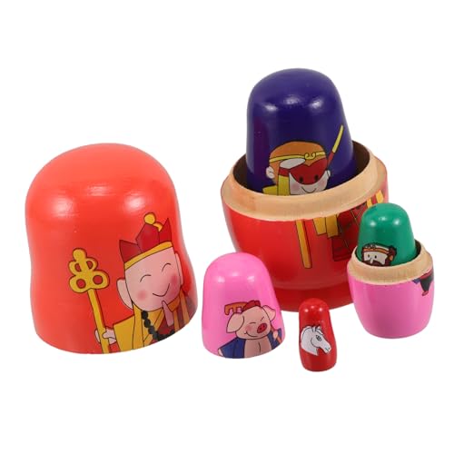 TOYANDONA 5 Stück 5 Matroschka holzspielzeug Holzpuppen-Set Geschenkideen Traditionelles Nussknacker-Puppen Nistpuppen Nistspielzeug Krippenpuppen hölzern von TOYANDONA