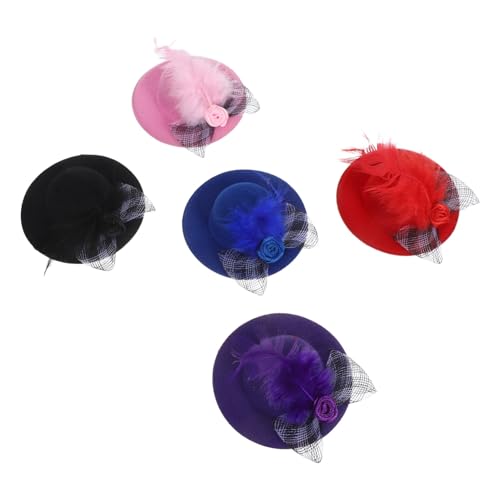 TOYANDONA 5 Stück Anziehhüte Mini Zylinder Schwarze Mini Zylinder Großpackung Dekorationshut Puppenhut Puppenfilzhüte Filz Ornamentkappen Kleine Hüte Zum Basteln von TOYANDONA