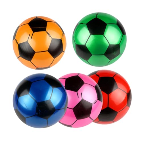 TOYANDONA 5 Stück Aufblasbare Hüpfbälle Fußballspielzeug für Weicher PVC Ball Leicht Aufblasbar für Indoor und Outdoor Spiele Interaktives Sportspielzeug Jungen Mädchen Zufällige Farbe von TOYANDONA