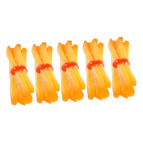 TOYANDONA Set Mit 5 Pommes-Frites-Modellen Spielzeugkasse Künstliche Pommes Frites Lebensmittelspielzeug Gefälschte Lebensmittel Zum Spielen Realistische Dekorationsrequisiten von TOYANDONA