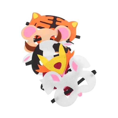 TOYANDONA 5stücke Tiermasken Aus Filz Für Lustige Cosplay Masken Für Halloween Karneval Und Kostümpartys Tierkostümzubehör Kuh Tiger Hase Drache von TOYANDONA