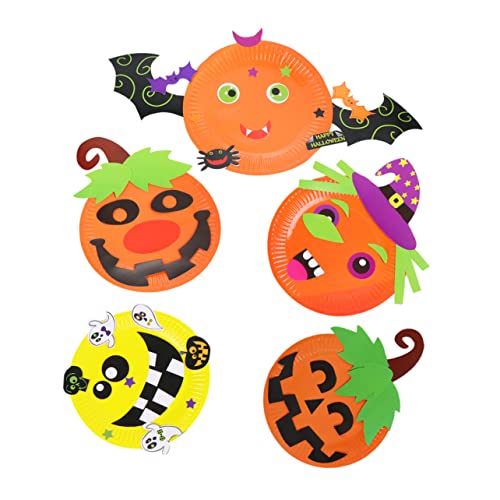 TOYANDONA 5 Stück Halloween Spaß Cartoon Papierpalette Kinderspielzeug Pappteller Pappteller Bastelkunst Halloween DIY Papierteller Material Frühes Lernspielzeug Pappteller von TOYANDONA