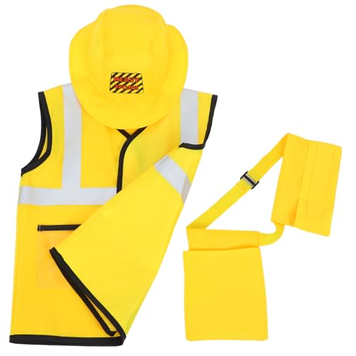 TOYANDONA 5 Stück Kleine Schreinerkleidung Outfit Jungen verkleiden sich Kostüme zum Bob Bauparty Junge Mädchen Kinderbauer verkleiden sich Carpenter Kostüm Gelb von TOYANDONA