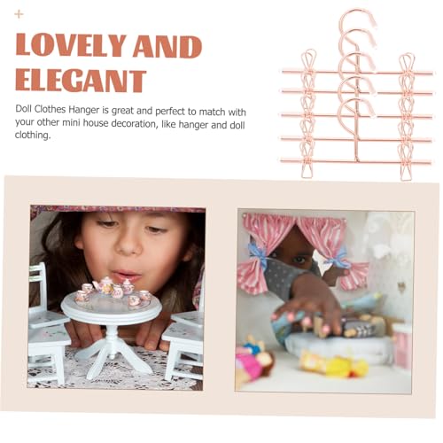 TOYANDONA 5 Stück Mini Kleiderbügel Puppenschrank Metall Roségold Robuste Puppenkleiderbügel für Doll Dress Hanging Racks Ordentliche Aufbewahrung Spielzeugzimmer von TOYANDONA
