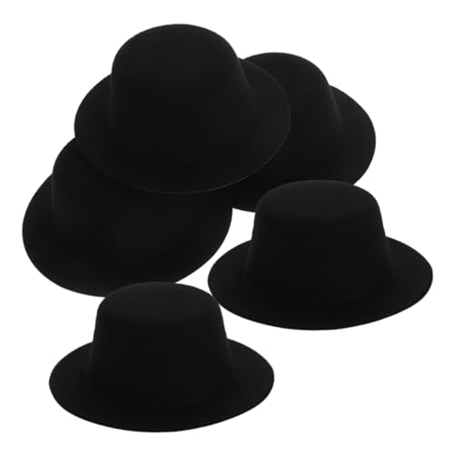 TOYANDONA 5 Stück Mini-Simulations-Strohhut Puppenhaus-Minihut Minihüte zum Basteln Puppenhaushut Foto Requisite kleines Deko-Accessoire dekorativer Hut kleine hüte gefühlt Black von TOYANDONA