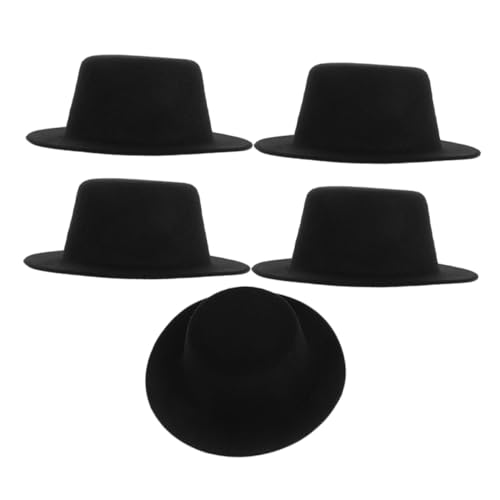 TOYANDONA 5 Stück Mini-simulations-Strohhut Kleine Hüte Puppenhaus-minihut Kleiner Hut Kleine Hüte Zum Basteln Puppenmütze Selber Machen Dekorativer DIY-Hut Exquisites Hutdekor Gefühlt Black von TOYANDONA