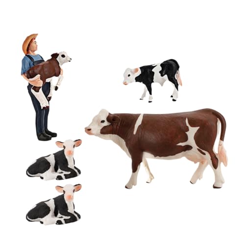TOYANDONA 5 Stück Miniatur Kuhfiguren PVC Cattle Modelle Realistisch für Indoor Outdoor Spiel Lernspielzeug Bauernhof Dekoration von TOYANDONA