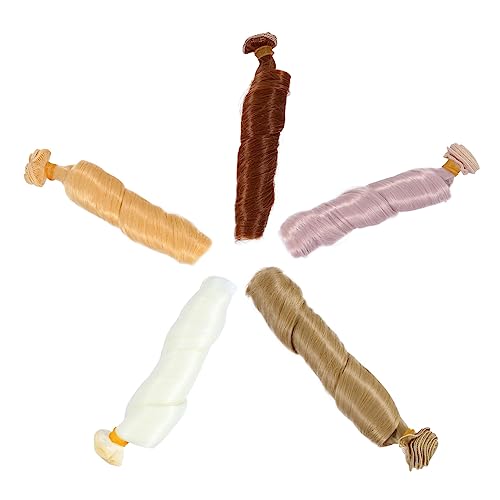 TOYANDONA 5 Stück Puppe Perücke Puppenhaarperücken Puppenhaare zum Selbermachen Babypuppe lockig puppenperücken doll Hair Puppenherstellungswerkzeug DIY zubehör Hochtemperaturdraht von TOYANDONA