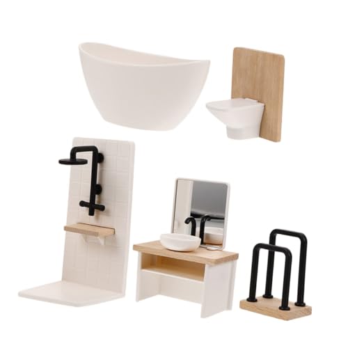 TOYANDONA 5 Stück Puppenhaus Badezimmer Miniatur Badewanne Toilette Waschbecken Duschkabine Handtuchhalter Realistisches Badezimmer Möbelspielzeug für Puppenhaus Szene TOYANDONA 5 Stück Puppenhaus Badezimmer Miniatur Badewanne Toilette Waschbecken Duschkabine Handtuchhalter Realistisches Badezimmer Möbelspielzeug für Puppenhaus Szene von TOYANDONA