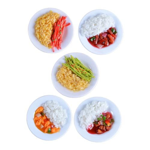 TOYANDONA 5 Stück Reisspiel Essensspielzeug Spielzeugküchenzubehör Sie Küchenfutter Essen Vorgeben Gefälschtes Essen Lebensmittelspielzeug Restaurant PVC von TOYANDONA