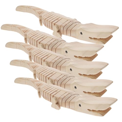 TOYANDONA 5 Stück Teiliges Kleines Holz Krokodil Bastelset Naturgetreues DIY Holzspielzeug Unvollendetes Holzmodell für Kreativen und Basteln von TOYANDONA