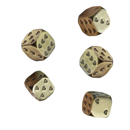 TOYANDONA 5 Stück Teiliges Metall Würfel mit Herzmotiv Abgerundete Ecken Glatte Oberfläche Leichte Spielwürfel für Brettspiele Partydeko und Familienrunden Robust und Handlich von TOYANDONA