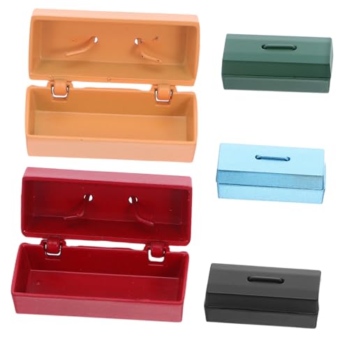 TOYANDONA 5 Stück Teiliges Mini Werkzeugkasten Miniatur Metall Mini Aufbewahrungsbox für Puppenhaus Szenendekoration Realistische Kleine Werkzeugkiste von TOYANDONA