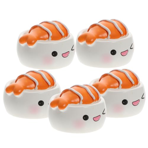 TOYANDONA 5 Stück Teiliges Miniatur Cartoon Sushi Figuren aus Robustem Resin Detailreiche für Puppenhäuser Kuchen Garten Auto Vielseitige Essensspielzeug deko von TOYANDONA