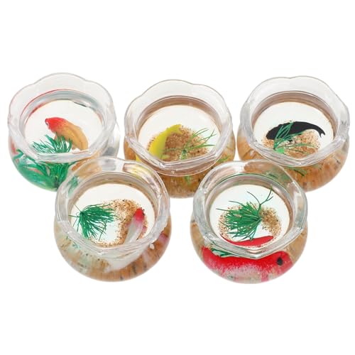 TOYANDONA 5 Stück Teiliges Miniatur-koi-fischglas mit Realistischen Kunstpflanzen Mini Aquarium für Puppenhaus Dekoration Kompakte Tischdekoration für Micro Landschafts-szenerien und Sammler von TOYANDONA