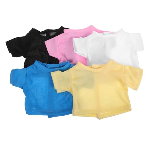 TOYANDONA 5 Stück Teiliges Niedliche T Shirts für Kuscheltiere Einfarbig Kurzärmelig Weiches Material Passend für Puppen Bequeme Kleidung für Kleine Plüschtiere und Bärenkleidung von TOYANDONA