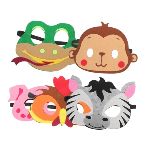 TOYANDONA 5 Stück Teiliges Tiermasken aus Filz Bunte Halloween Cosplay Halbgesichtsmasken mit Elastischem Band Lustige Tiergesichter für Kinderkostüm Party Karneval und Verkleidung von TOYANDONA