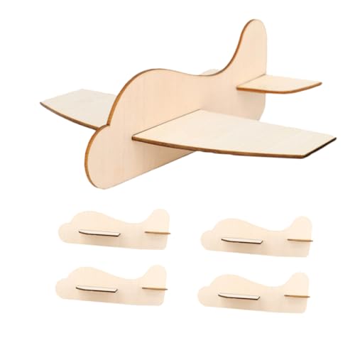 TOYANDONA Holzflugzeug Bausatz 5 Stücke Unfertige Selbstgemacht Flugzeuge Holzspielzeug für Kinder Kreatives Basteln und Dekorieren Holzflugzeug Modell zum Bemalen von TOYANDONA